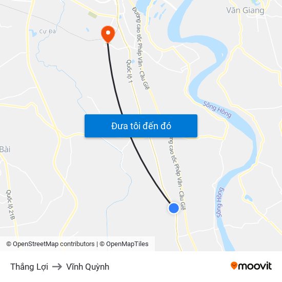 Thắng Lợi to Vĩnh Quỳnh map