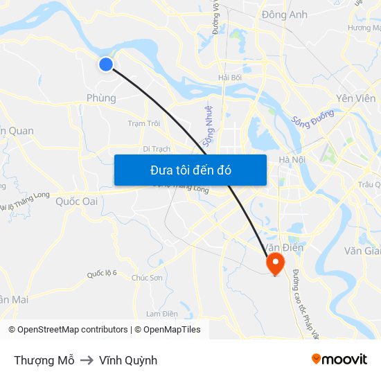 Thượng Mỗ to Vĩnh Quỳnh map