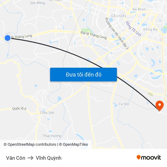 Vân Côn to Vĩnh Quỳnh map