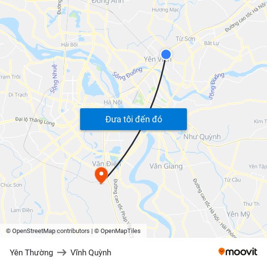 Yên Thường to Vĩnh Quỳnh map