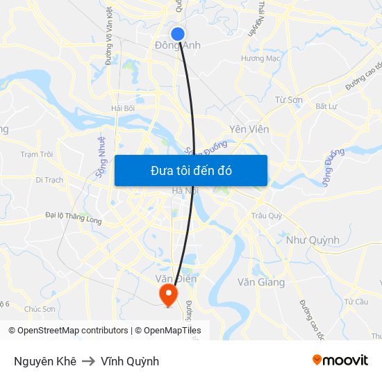 Nguyên Khê to Vĩnh Quỳnh map
