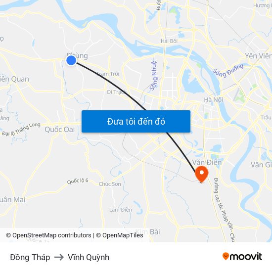 Đồng Tháp to Vĩnh Quỳnh map