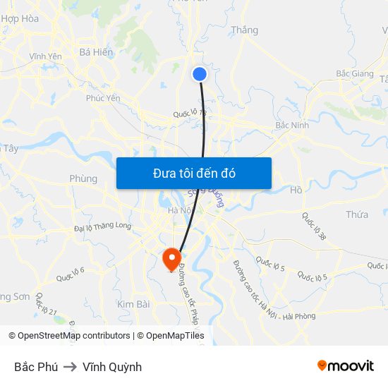 Bắc Phú to Vĩnh Quỳnh map