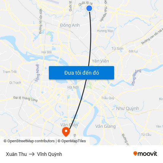 Xuân Thu to Vĩnh Quỳnh map