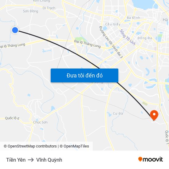 Tiền Yên to Vĩnh Quỳnh map