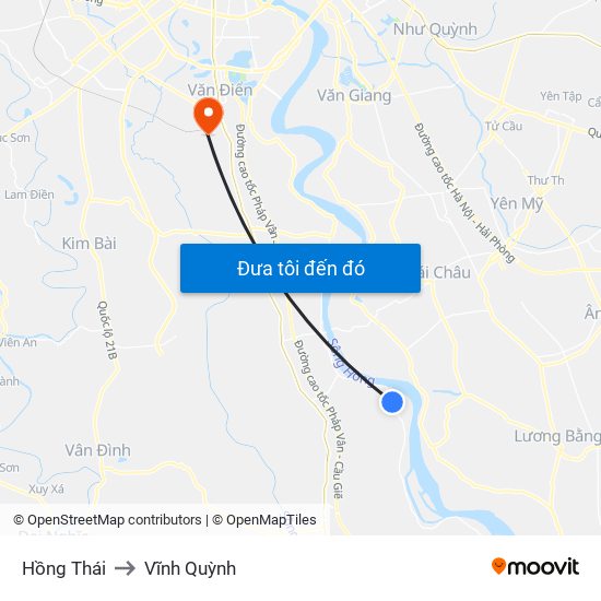 Hồng Thái to Vĩnh Quỳnh map