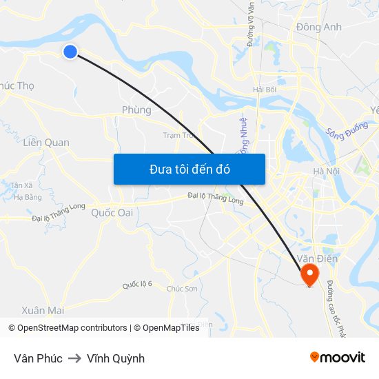 Vân Phúc to Vĩnh Quỳnh map