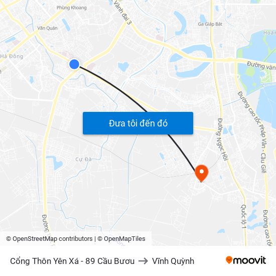 Cổng Thôn Yên Xá - 89 Cầu Bươu to Vĩnh Quỳnh map