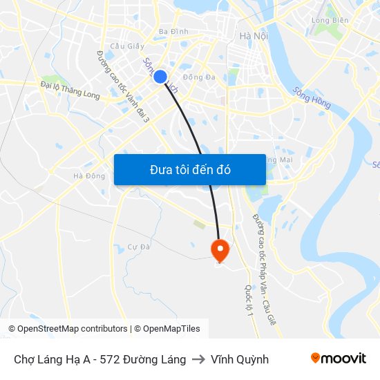 Chợ Láng Hạ A - 572 Đường Láng to Vĩnh Quỳnh map