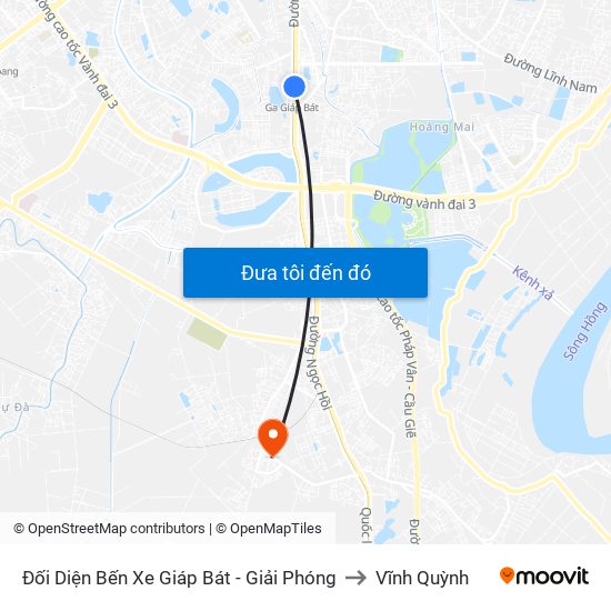 Đối Diện Bến Xe Giáp Bát - Giải Phóng to Vĩnh Quỳnh map