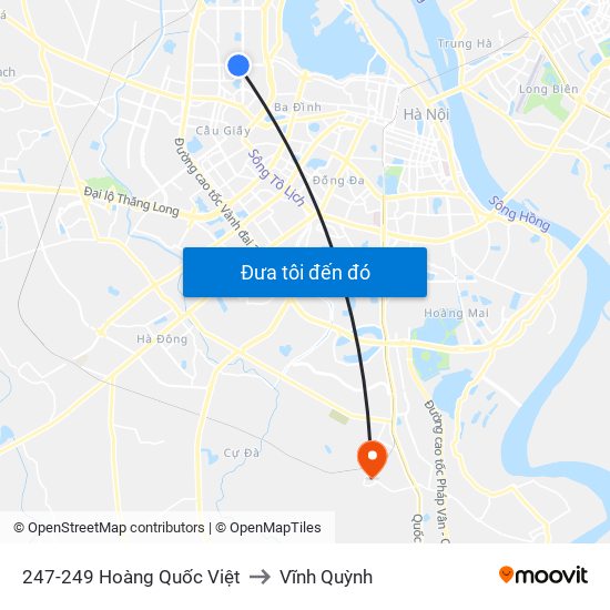 247-249 Hoàng Quốc Việt to Vĩnh Quỳnh map