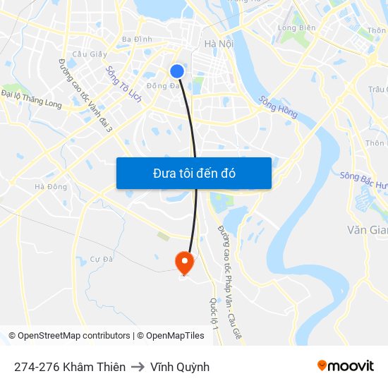 274-276 Khâm Thiên to Vĩnh Quỳnh map