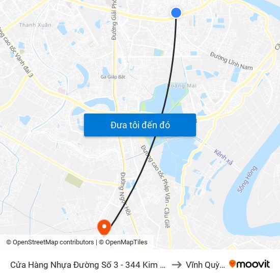 Cửa Hàng Nhựa Đường Số 3 - 344 Kim Ngưu to Vĩnh Quỳnh map