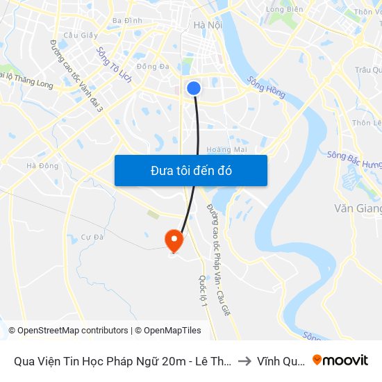 Qua Viện Tin Học Pháp Ngữ 20m - Lê Thanh Nghị to Vĩnh Quỳnh map