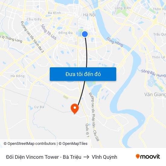 Đối Diện Vincom Tower - Bà Triệu to Vĩnh Quỳnh map