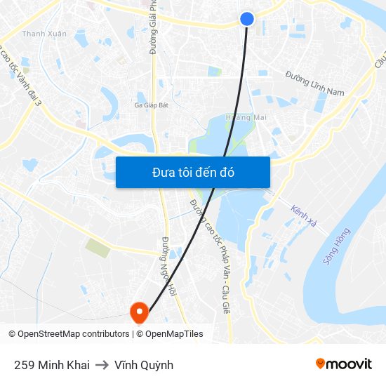 259 Minh Khai to Vĩnh Quỳnh map