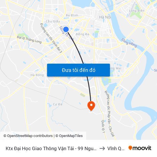 Ktx Đại Học Giao Thông Vận Tải - 99 Nguyễn Chí Thanh to Vĩnh Quỳnh map