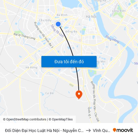 Đối Diện Đại Học Luật Hà Nội - Nguyễn Chí Thanh to Vĩnh Quỳnh map