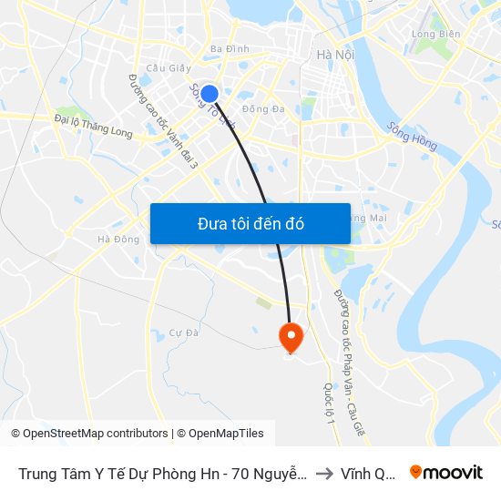 Trung Tâm Y Tế Dự Phòng Hn - 70 Nguyễn Chí Thanh to Vĩnh Quỳnh map
