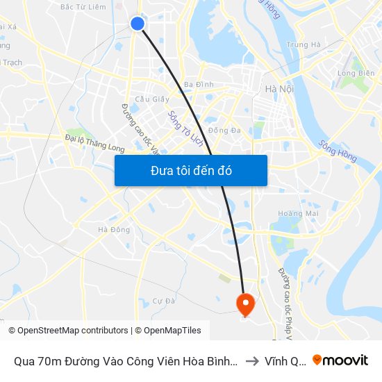 Qua 70m Đường Vào Công Viên Hòa Bình - Phạm Văn Đồng to Vĩnh Quỳnh map