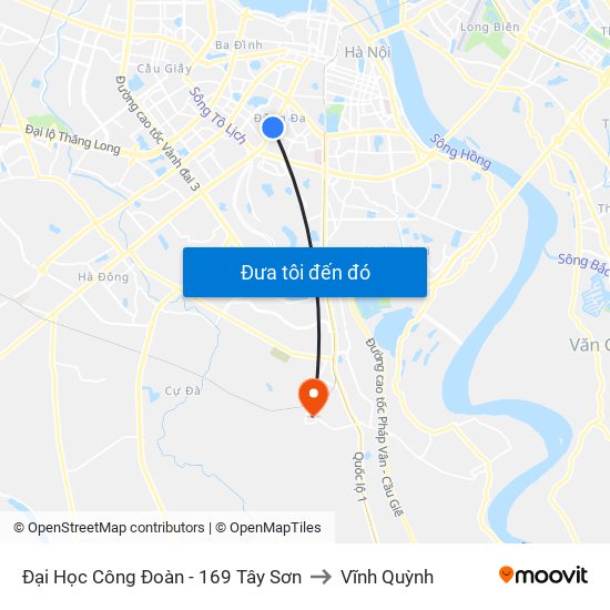 Đại Học Công Đoàn - 169 Tây Sơn to Vĩnh Quỳnh map