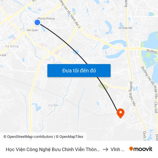 Học Viện Công Nghệ Bưu Chính Viễn Thông - Trần Phú (Hà Đông) to Vĩnh Quỳnh map