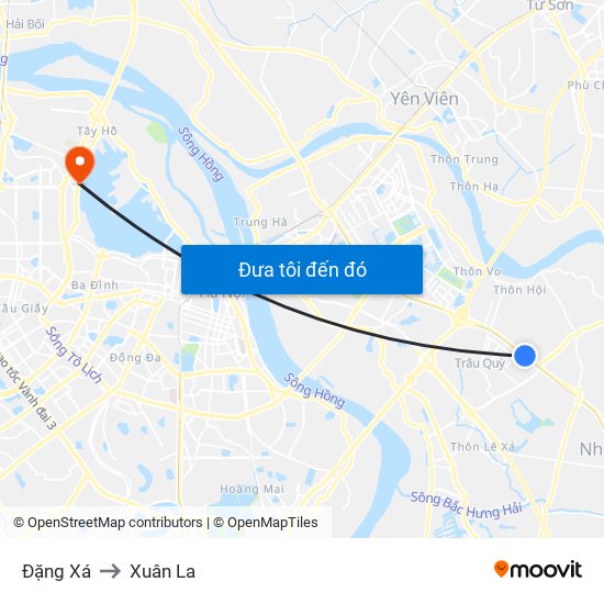 Đặng Xá to Xuân La map