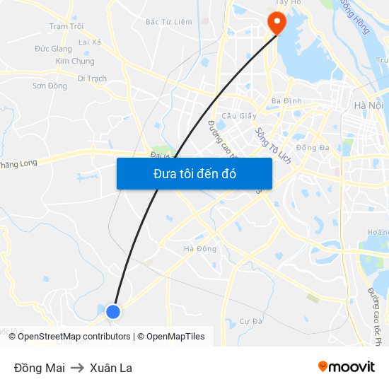 Đồng Mai to Xuân La map