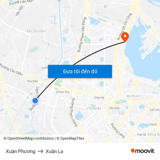 Xuân Phương to Xuân La map