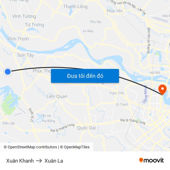 Xuân Khanh to Xuân La map