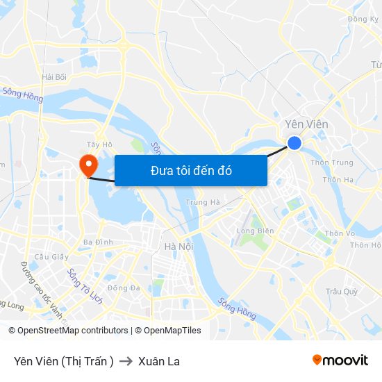 Yên Viên (Thị Trấn ) to Xuân La map