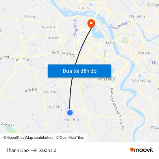 Thanh Cao to Xuân La map