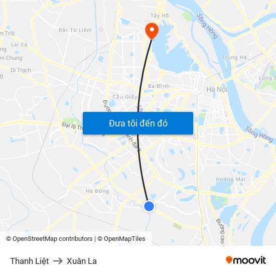 Thanh Liệt to Xuân La map
