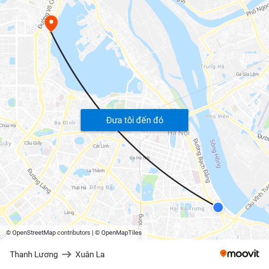 Thanh Lương to Xuân La map