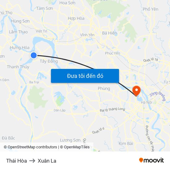 Thái Hòa to Xuân La map