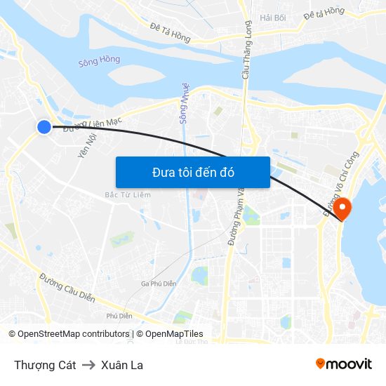 Thượng Cát to Xuân La map