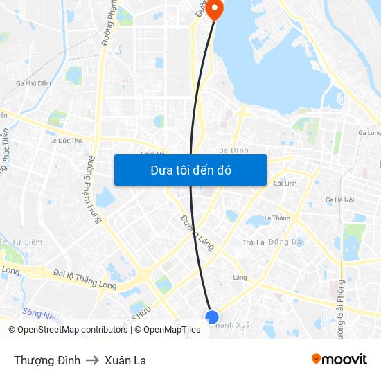 Thượng Đình to Xuân La map