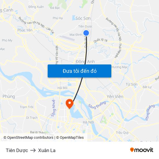 Tiên Dược to Xuân La map