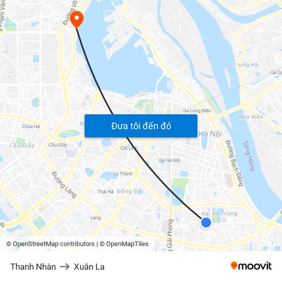 Thanh Nhàn to Xuân La map