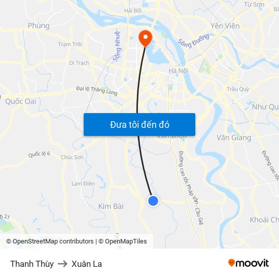 Thanh Thùy to Xuân La map