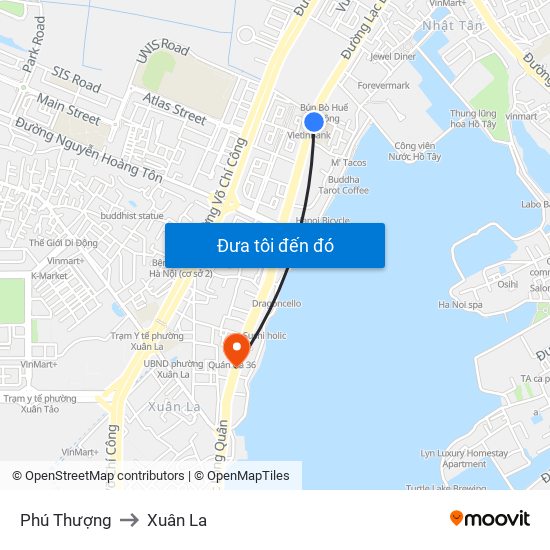 Phú Thượng to Xuân La map