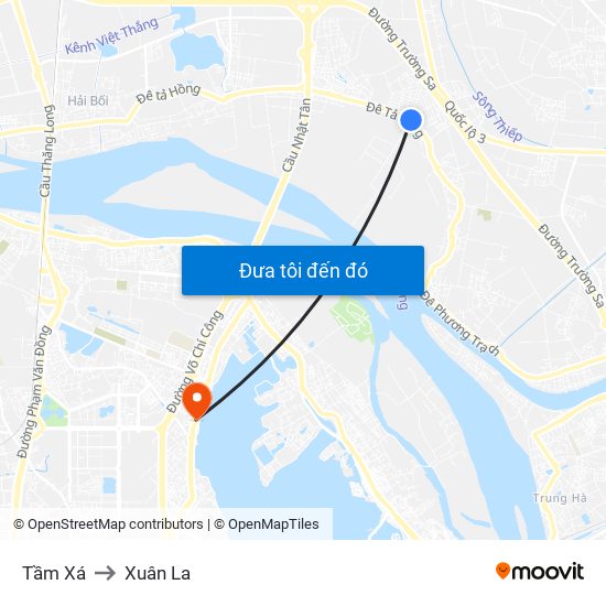 Tầm Xá to Xuân La map