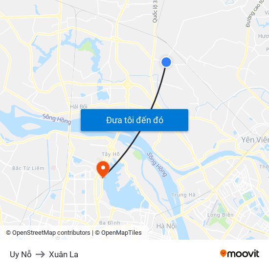 Uy Nỗ to Xuân La map