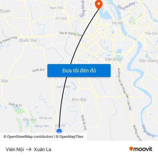 Viên Nội to Xuân La map