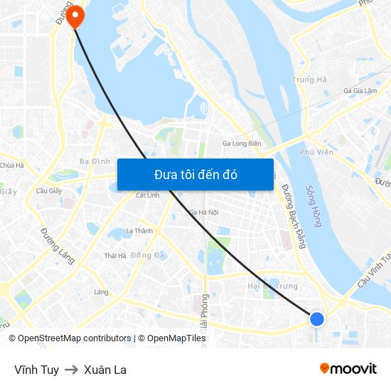 Vĩnh Tuy to Xuân La map