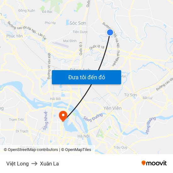 Việt Long to Xuân La map