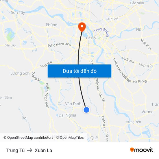 Trung Tú to Xuân La map