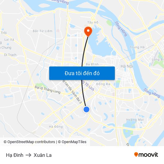 Hạ Đình to Xuân La map