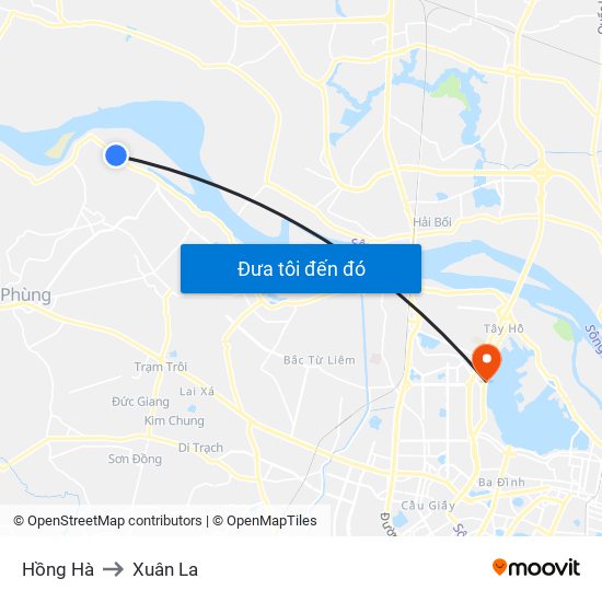 Hồng Hà to Xuân La map