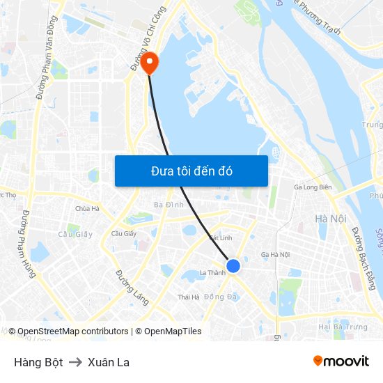 Hàng Bột to Xuân La map